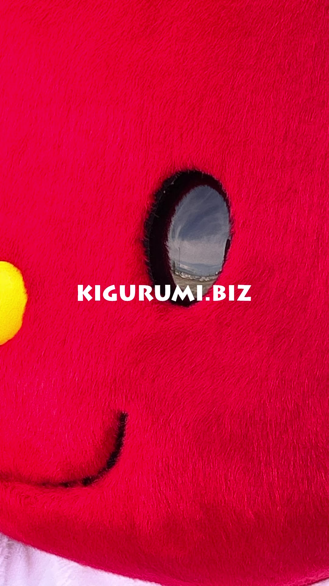 KIGURUMI.BIZの赤い着ぐるみを映した映像の一場面